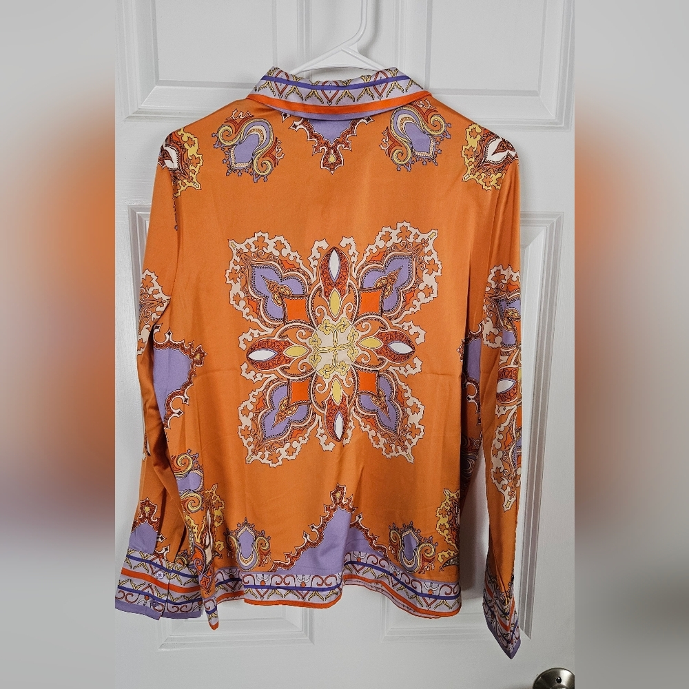 Rachel Zoe Orange and Purple Button-Up Shirt - Picture 6 of 6